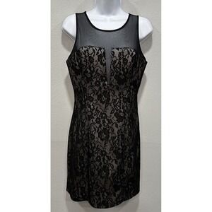 Sequin Hearts Mini Dress Women Juniors 11 Black Floral Sheer Stretch Sleeveless